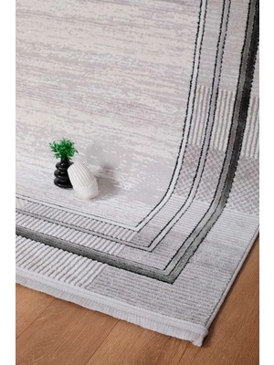Valery Home Voyage %100 Akrilik Yumuşak Dokulu Halı Kilim Salon Mutfak Koridor Yolluk Dokuma Makine Halısı AC-410 Gri