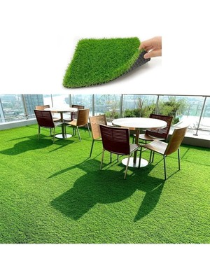Valery Home Vl Dekoratif Premium Kalite Suni Çim Balkon Bahçe Kaymaz Taban Çim Halı 7 Mm