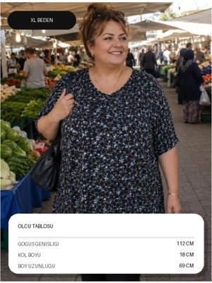Snf Büyük Beden   Penye   Bluz  Siyah  Mavi Çiçekli  Kaliteli  Kullanışlı  Şık  Güzel