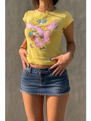Moonstyle Collection Sünger Bob Pinterest Basic Crop T-Shirt