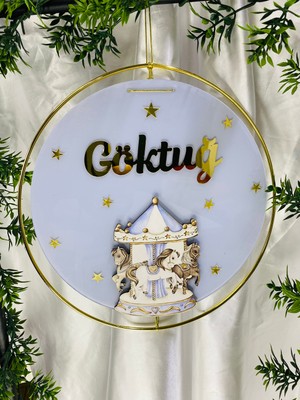 Atlı Karınca Figürlü Bebek Odası Pleksi Hastane Bebek Kapı Süsü Isimlik Makrome 30X30