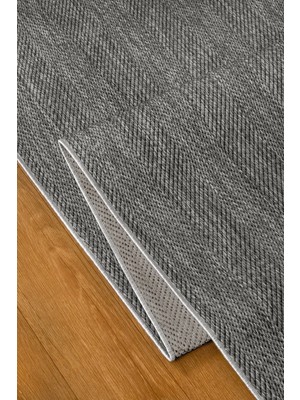 Valery Home Loom Yeni Nesil Antrasit Sisal Yumuşak Dokuma Mutfak Koridor Kilim Kaymaz Pamuk Taban Halı 7105A