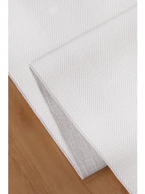 Valery Home Loom Yeni Nesil Beyaz Sisal Yumuşak Dokuma Mutfak Koridor Kilim Kaymaz Pamuk Taban Halı 7101A