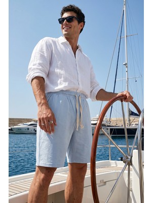 Livio Ferri Pacho Premium %100 Pamuk Erkek Lastikli Bağcıklı Regular Fit Şort