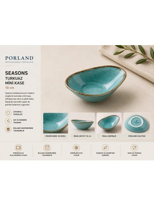 Porland Seasons Turkuaz Mini Kase 10 cm Porselen Servis Kasesi