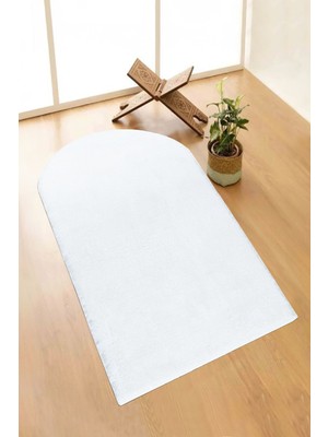 Valery Home Vl Yıkanabilir Peluş  Beyaz Seccade Overloklu Namazlık 60 x 100