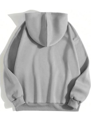 Tarz Yeri Erkek 3 İplik Pamuklu Kapüşonlu Kanguru Cepli Sweatshirt Hoodie - Boyalı Gri