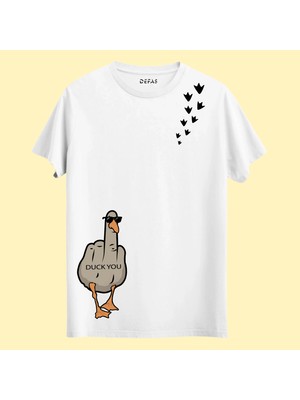 DEFAS Espirili BASKILAR-BEYAZ-%100 Pamuk-Regular-Bisiklet Yaka-Trend T-Shirt-Baskılı Tişört