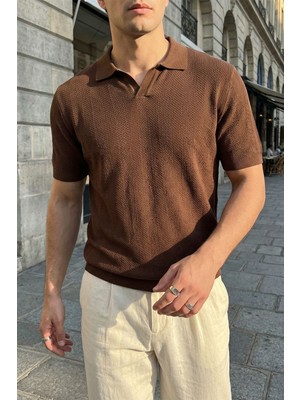 Livio Ferri Chapa Regular Fit Polo Yaka Erkek Kısa Kol Dokulu Triko Tişört