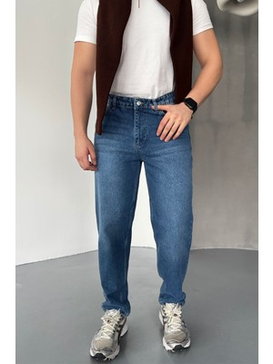 Livio Ferri Erkek Basic Boyfriend Kalıp Yıkamalı Kot Pantolon Jean