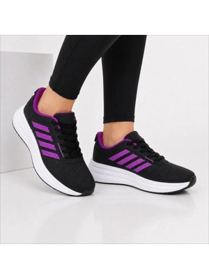 Black Flex Kadın Sneaker Siyah Mor Ayakkabı 36-40