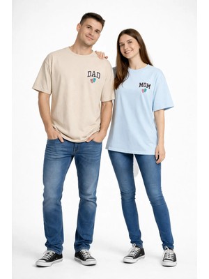 Nevermind Anne Baba Kombini Mom Dad Baskılı Çift Tişört Oversize Unisex 2’li Set