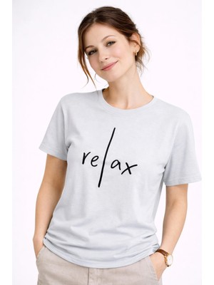 Nevermind Kadın Tişört Basic Minimal Baskılı Relax Yazılı Günlük Rahat Pamuklu