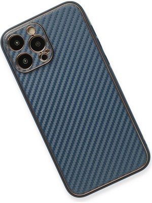 Bezos iPhone 13 Pro Kılıf Coco Karbon Silikon - Mavi
