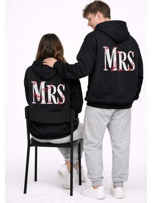 Nevermind Siyah Mr 14 Şubat Sevgililer Günü Özel Sevgili Kombini 2'li Oversize Kapüşonlu Sweatshirt Seti