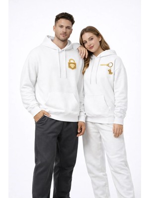 Nevermind Sevgili Kombini Kilit Anahtar Baskılı Oversize Hoodie Seti Çift Hoodie 14 Şubat Sevgililer Günü Özel
