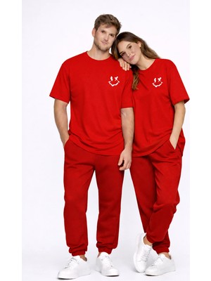 NEVERMIND Sevgili Kombini Çift Tişört Oversize Unisex Uyumlu Çift Kombin 2'li Set