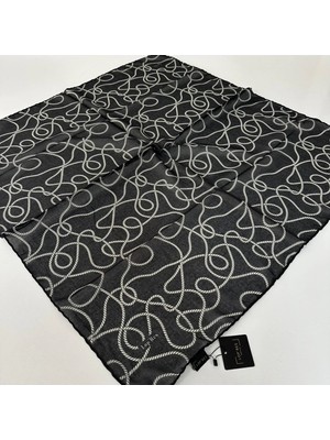 Lop'res Soft Pamuklu Eşarp Siyah Beyaz LDNA1601