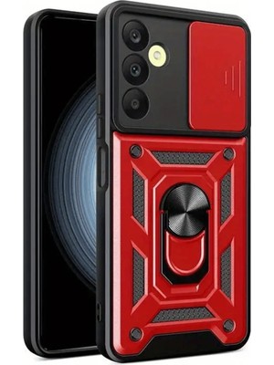 Bezos Galaxy S24 Fe Pars Lens Yüzüklü Silikon - Kırmızı