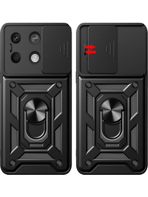 Bezos Poco X6 Pro Kılıf Pars Lens Yüzüklü Silikon - Kırmızı
