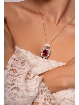 Leifa Jewelry Leıfa Granat Taşlı Gümüş Kolye