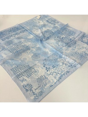 Arsel Moda Soft Pamuklu Eşarp Italyan Dikişli Mavi Serisi  LRB7109
