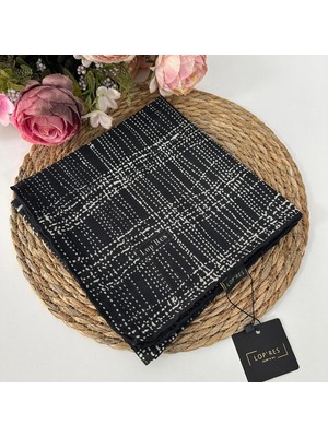 Lop'res Soft Pamuklu Eşarp Siyah Beyaz LDNA1607