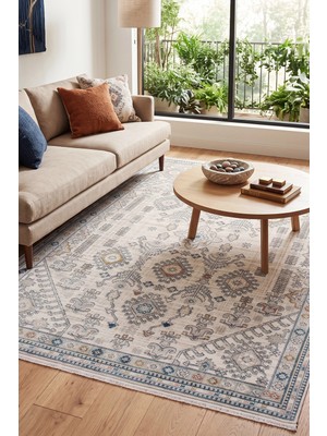Melaris Halı Vintage Dokuma Halı Antik Desenli Salon Oturma Odası Halısı Klasik Çerçeve Desenli Ekstra Yumuşak Modern Halı