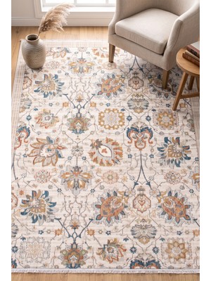 Melaris Halı Vintage Dokuma Halı Antik Desenli Salon Oturma Odası Halısı Klasik Çerçeve Desenli Ekstra Yumuşak Modern Halı
