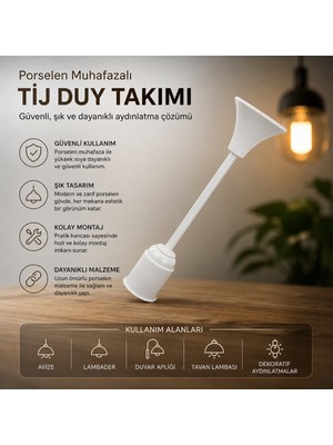 Tij Duy Takımı - E27 Uyumlu - Porselen Muhafazalı