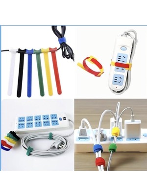 Mabelme Store 10'lu Cırt Cırtlı Kablo Düzenleyici Kelepçe Seti – 15CM