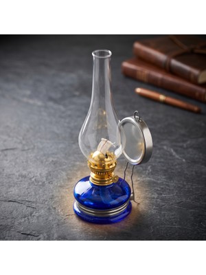 Ozkr Store Cam Gaz Lambası - Mavi - Nostaljik Tasarım - Dekoratif Aydınlatma