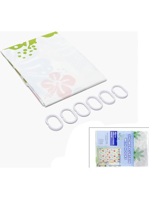 Ozkr Store Pvc Duş Perdesi - Çift Kanatlı - 12 Halkalı - 90X180 cm
