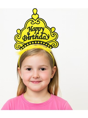Ozkr Store Sarı Happy Birthday Doğum Günü Prenses Tacı