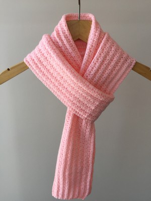 Mora Knit Atkı El Örgüsü  Hafif Ince Örgü Pembe Atkı