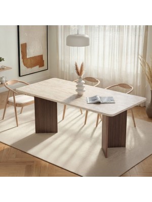 Rani Home Yemek Masası Traverten - Milano Ceviz 180 cm GA-5764