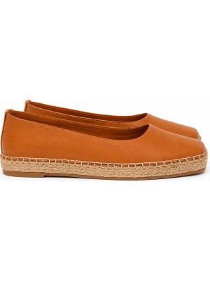 Butik Noble Shoes Hakiki Deri Düz Taban Espadril  Kadın Babet