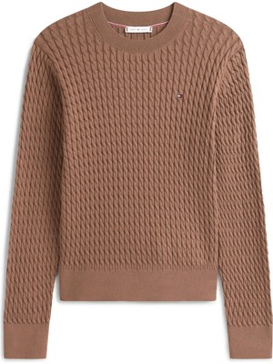 Tommy Hilfiger Kadın Kahverengi Tommy Hilfiger Co Cable Fıne Gg C-N, Gto Kahverengi Kadın Kazak