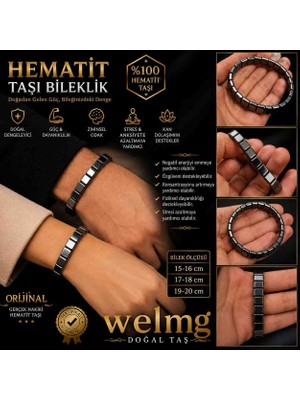 welmg Hematit Bileklik -Ince Zarif Bileklik - Kadın Erkek Bileklik