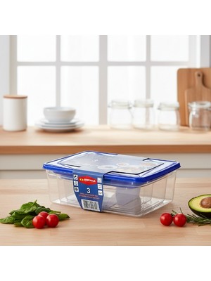 Ozkr Store 3'lü Köşeli Saklama Kabı Seti