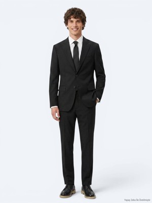 Kip Siyah Düz Modern Fit Takım Elbise