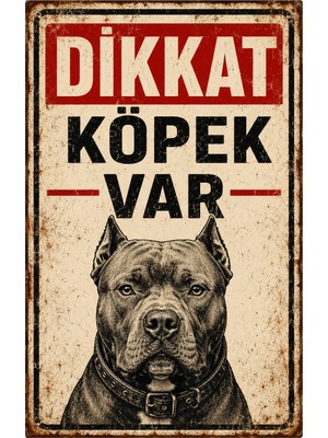 Lucena Retro Dikkat Köpek Var Pitbull Metal Uyarı Levhası Dekoratif Duvar Tabelası