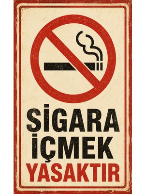Lucena Retro Sigara Içmek Yasaktır Metal Uyarı Levhası Dekoratif Duvar Tabelası