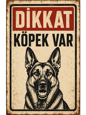Lucena Retro Dikkat Köpek Var Metal Tabela Vintage Uyarı Levhası Duvar Dekoru