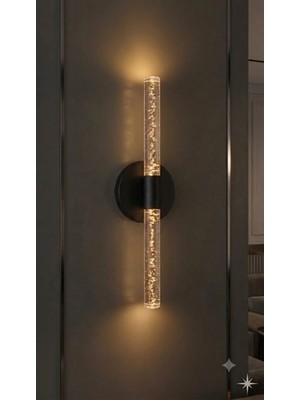 Backhome Bubbleflux Medium 40 cm Modern Tasarım LED Aplik - Duvar Lambası - Siyah -  Elektrikli - Günışığı