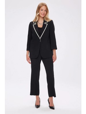 Faik Sönmez Renk Bloklu 3/4 Kol Blazer Ceket W27CKT013