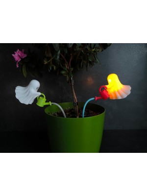 Delixa Housetrend Dekoratif Sevimli Biblo Modern Plastik 2'li Hayalet Saksı Dekoru, 10X11 Cm, Beyaz ve Turu