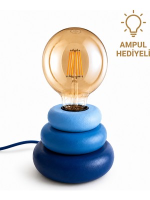 Kauri Studio Donut Dekoratif Abajur ve Masa Lambası – Ahşap Tasarım (1 Adet ) (Rustik LED Ampul Hediyeli)