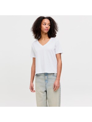 Jack & Jones Kadin V Yaka Kisa Kollu Tisört - Annie