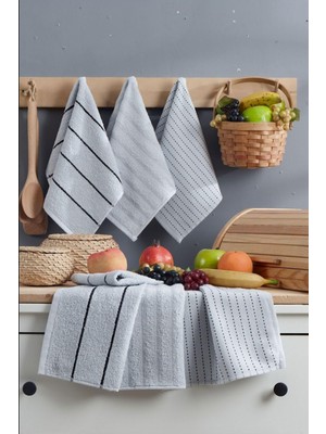 Delixa 6 Lı El Yüz Mutfak Havlusu Seti Sophia 30 x 50 cm (Açık Gri)